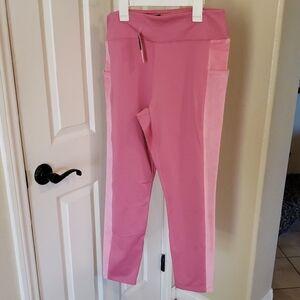 Pink Women's Leggings With Velour Sides
